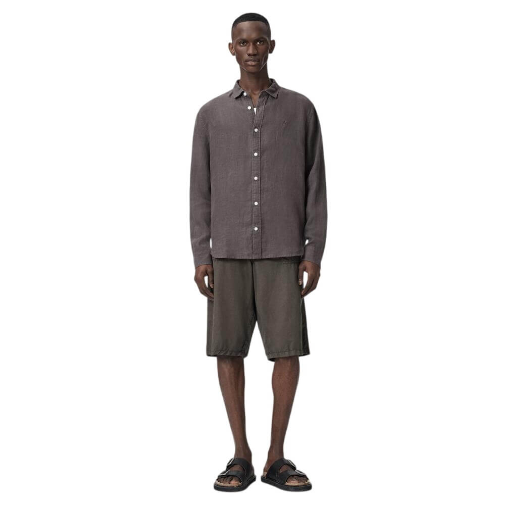 AllSaints Loom Long Sleeve Linen Shirt